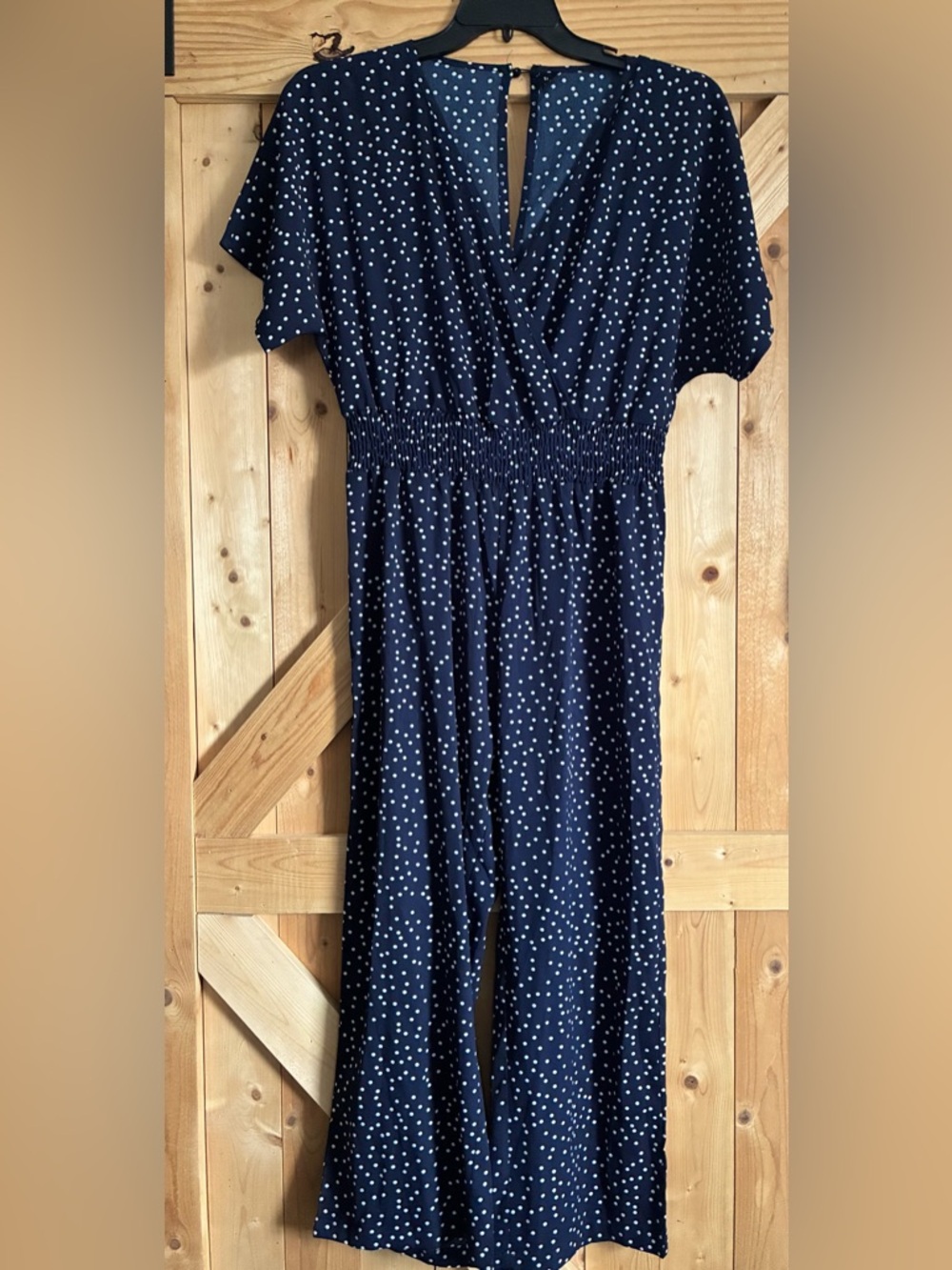 SHEIN Navy and White Polka Dot Romper